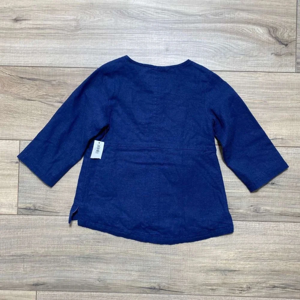 Old Navy Toddler Girls Linen Blend Full Zip Jacket Size 18-24M‎ Blue
